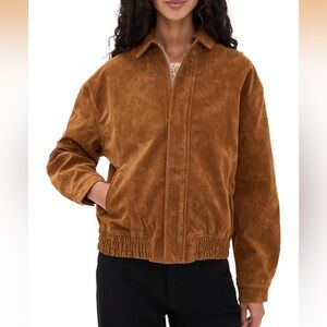 Women's Tan Suede Bomber Jacket